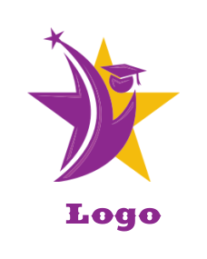 education logo abstract person merged with star