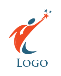 employment logo abstract person reaching to star