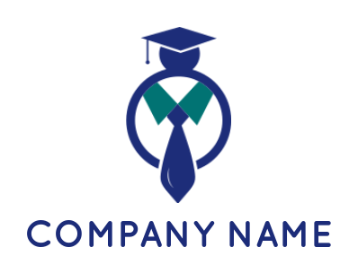 design an education logo abstract person with tie and graduate cap 