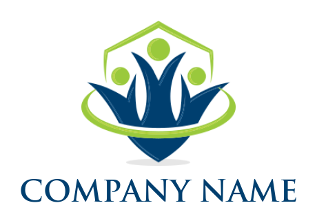 childcare logo abstract persons in shield swoosh