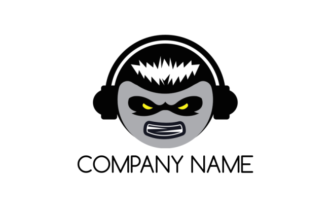 make an entertainment logo abstract punk wearing headphone - logodesign.net