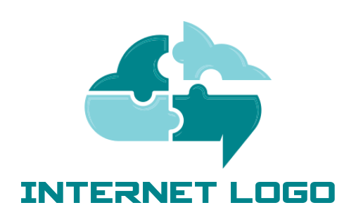 communication logo puzzle cloud in four pieces
