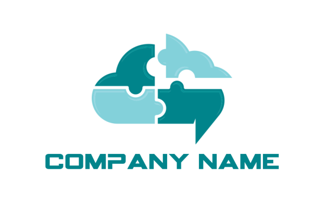 communication logo symbol abstract puzzle cloud in four pieces