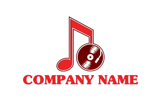 create a music logo record disc with music note | Logo Template by ...