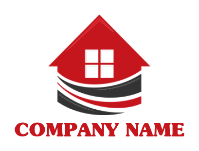 real estate logo roof with window and swooshes