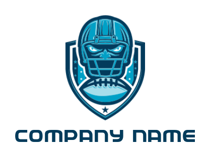 design a sports logo abstract rugby boy with helmet and shield