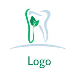 dental logo online abstract teeth with leaf
