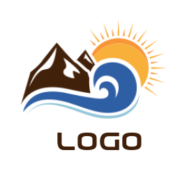 travel logo abstract waves with sun