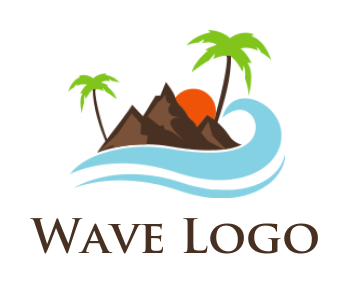make a travel logo water mountain sun and trees