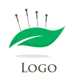 logo icon of acupuncture needles and leaf