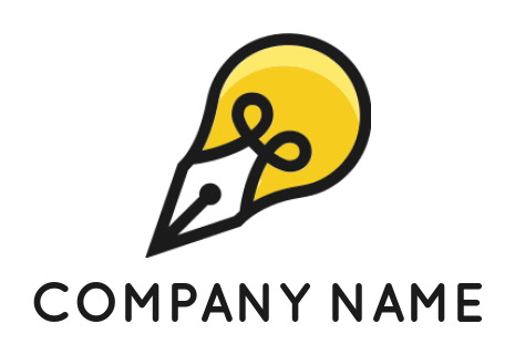 advertising logo maker bulb merged with pen - logodesign.net