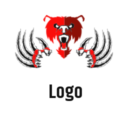 design an animal logo aggressive bear with claws