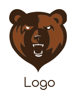 make an animal logo aggressive roaring bear head