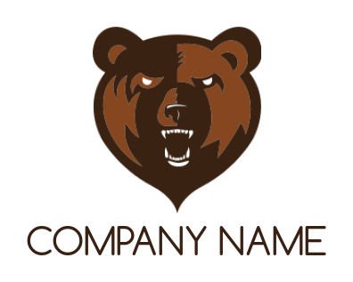 make an animal logo aggressive roaring bear head