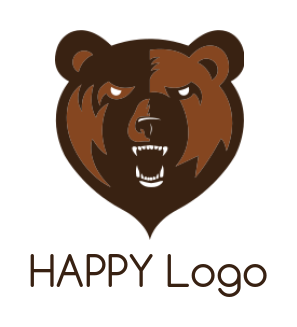 make an animal logo aggressive roaring bear head