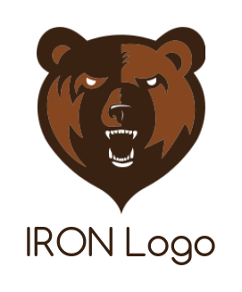 make an animal logo aggressive roaring bear head