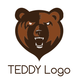 make an animal logo aggressive roaring bear head