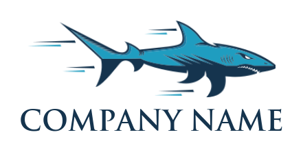 aggressive shark moving fast logo