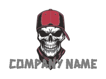 aggressive skull wearing cap 