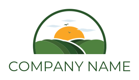 Agriculture farm logo with sun cloud and eagles