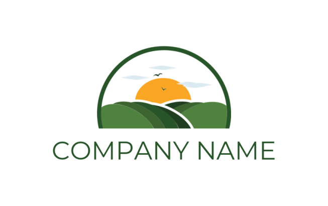 agriculture logo farm with sun cloud and eagles