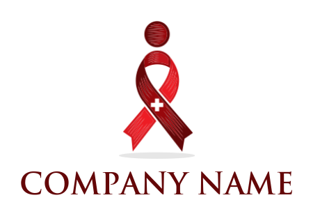 medical logo aids ribbon forming abstract person