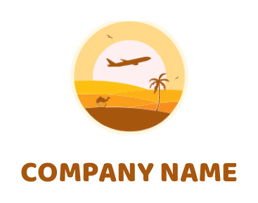 travel logo icon air plane flying over desert - logodesign.net