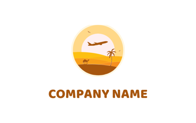 travel logo icon air plane flying over desert - logodesign.net