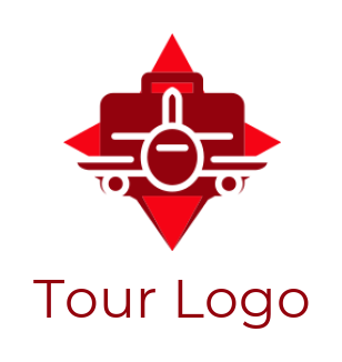 design a travel logo airplane and briefcase in center of star shape