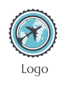 airplane and globe in badge