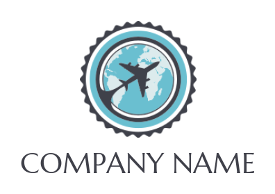 travel logo image airplane and globe in badge - logodesign.net