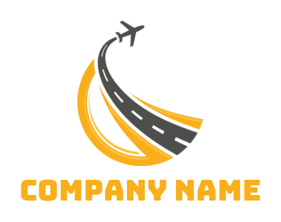 Design a logo of airplane creating road 