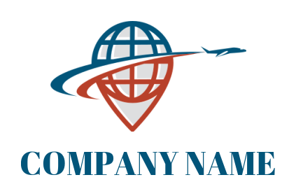 make a travel logo airplane flying across globe