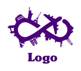 Travel logo infinity sign global landmarks