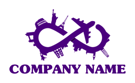 Travel logo infinity sign global landmarks