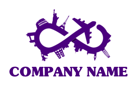 Travel logo infinity sign global landmarks