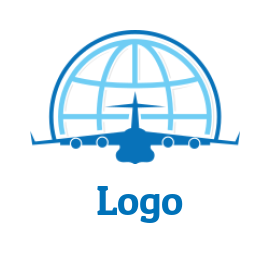 make a logistics logo airplane in front of globe