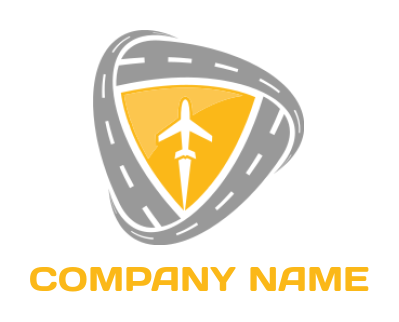 transportation logo airplane in shield & roads