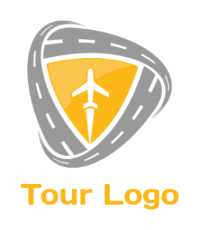 transportation logo online airplane inside shield with abstract roads - logodesign.net