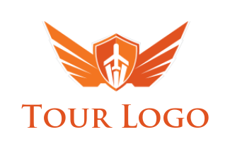 make a logistics logo airplane inside shield with wings - logodesign.net