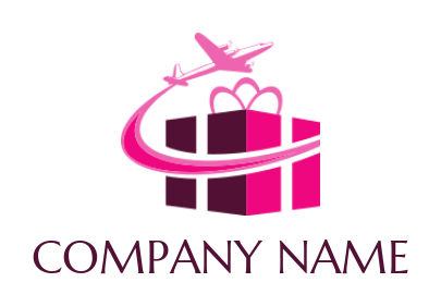 airplane swoosh around party present logo generator