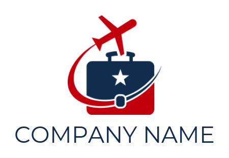 Travel logo airplane swoosh around briefcase