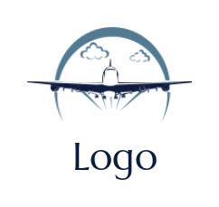 design a transportation logo airplane with swoosh and cloud  