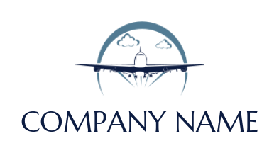 design a transportation logo airplane with swoosh and cloud  