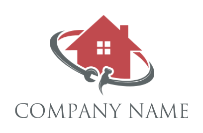 home improvement logo abstract tools in roof