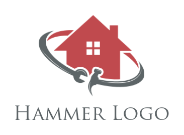 home improvement logo abstract tools in roof
