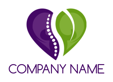 medical logo leaf and spine forming heart