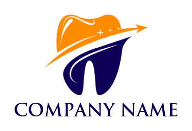 dental logo maker teeth with arrow and stars