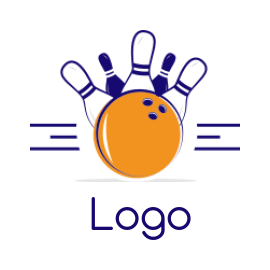 sports logo bowling pins hit by bowling ball