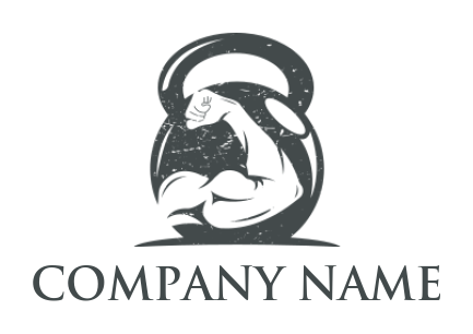 fitness logo biceps inside kettlebell